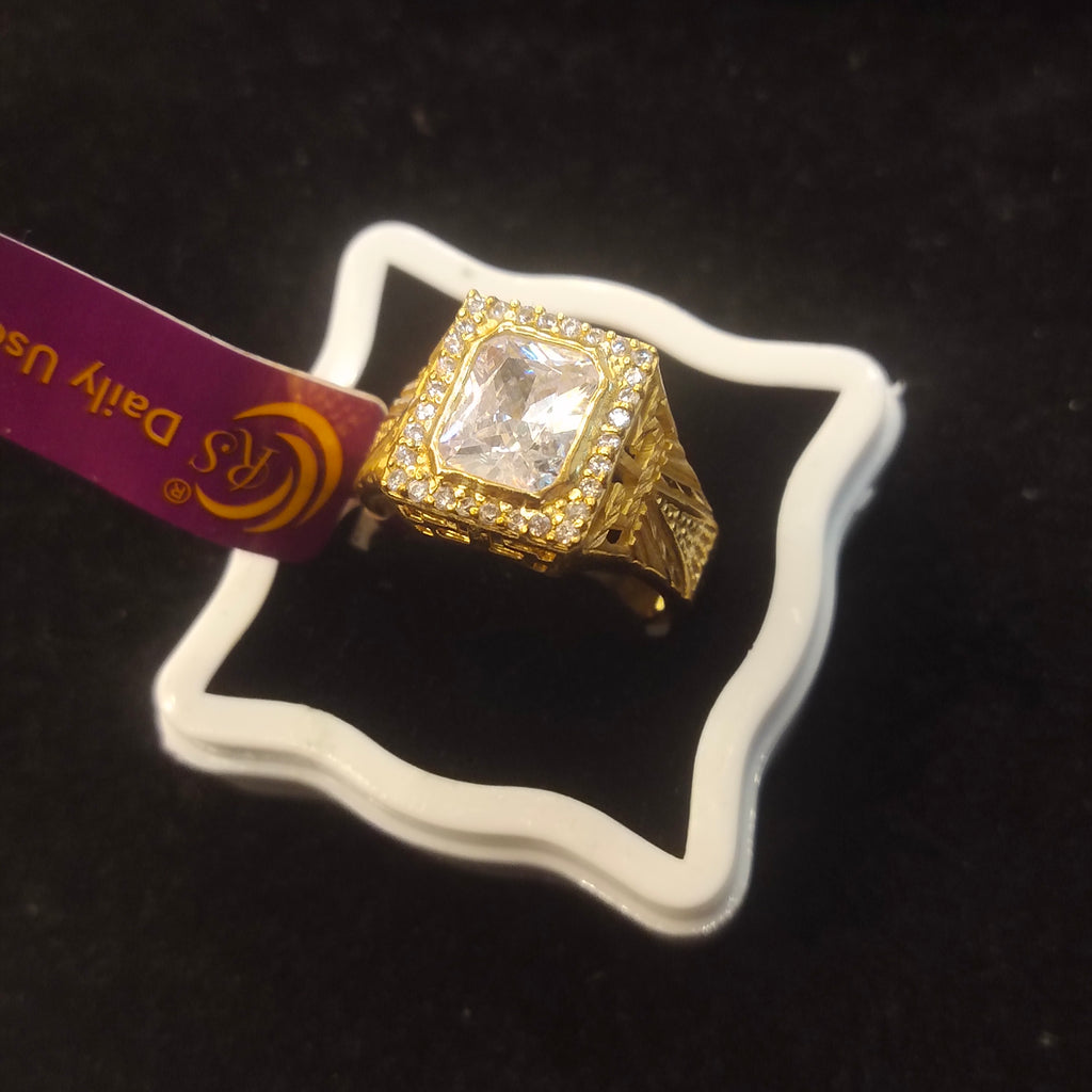 Gold Large Diamond Halo Signet Ring for Men