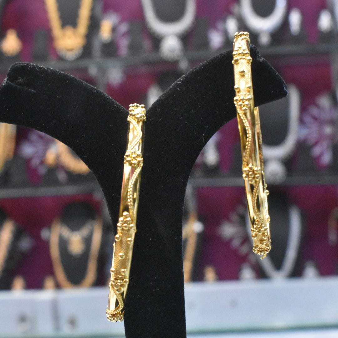 Daily Wear 24K Gold Plated Textured Bangles - Premium Temple Jewelry