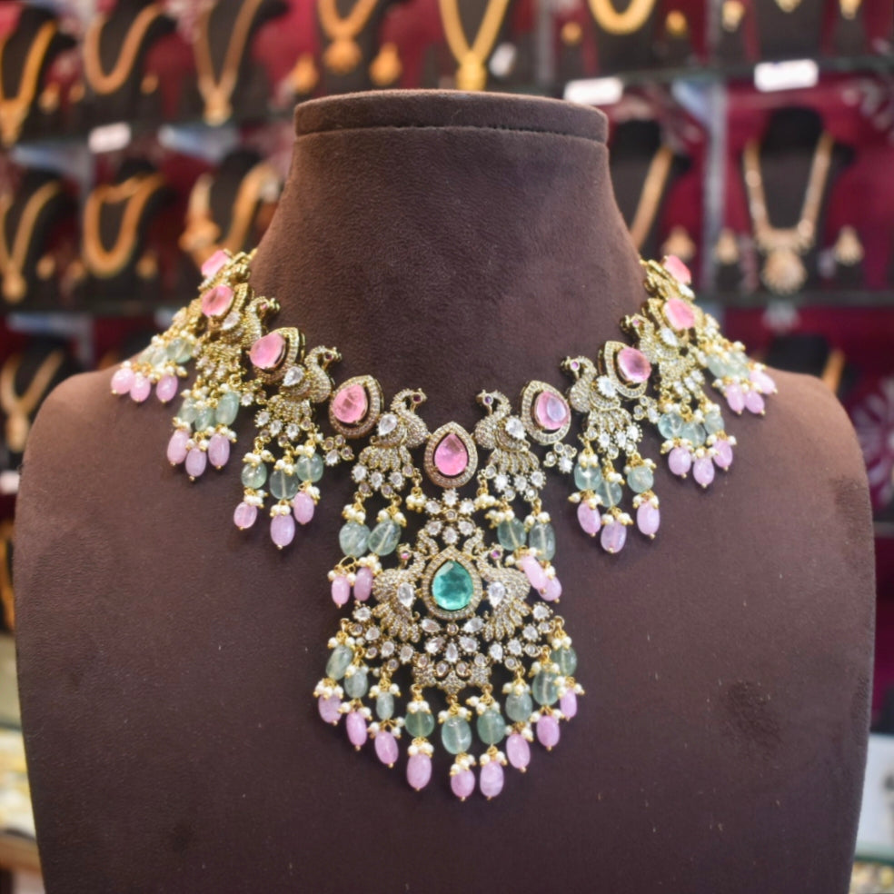 Asp Victorian Pink Zircon & Kundan Necklace Set