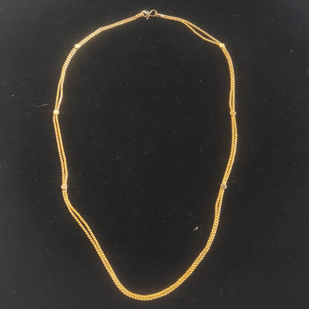 Double Layer Gold Chain Necklace with Bead Accents