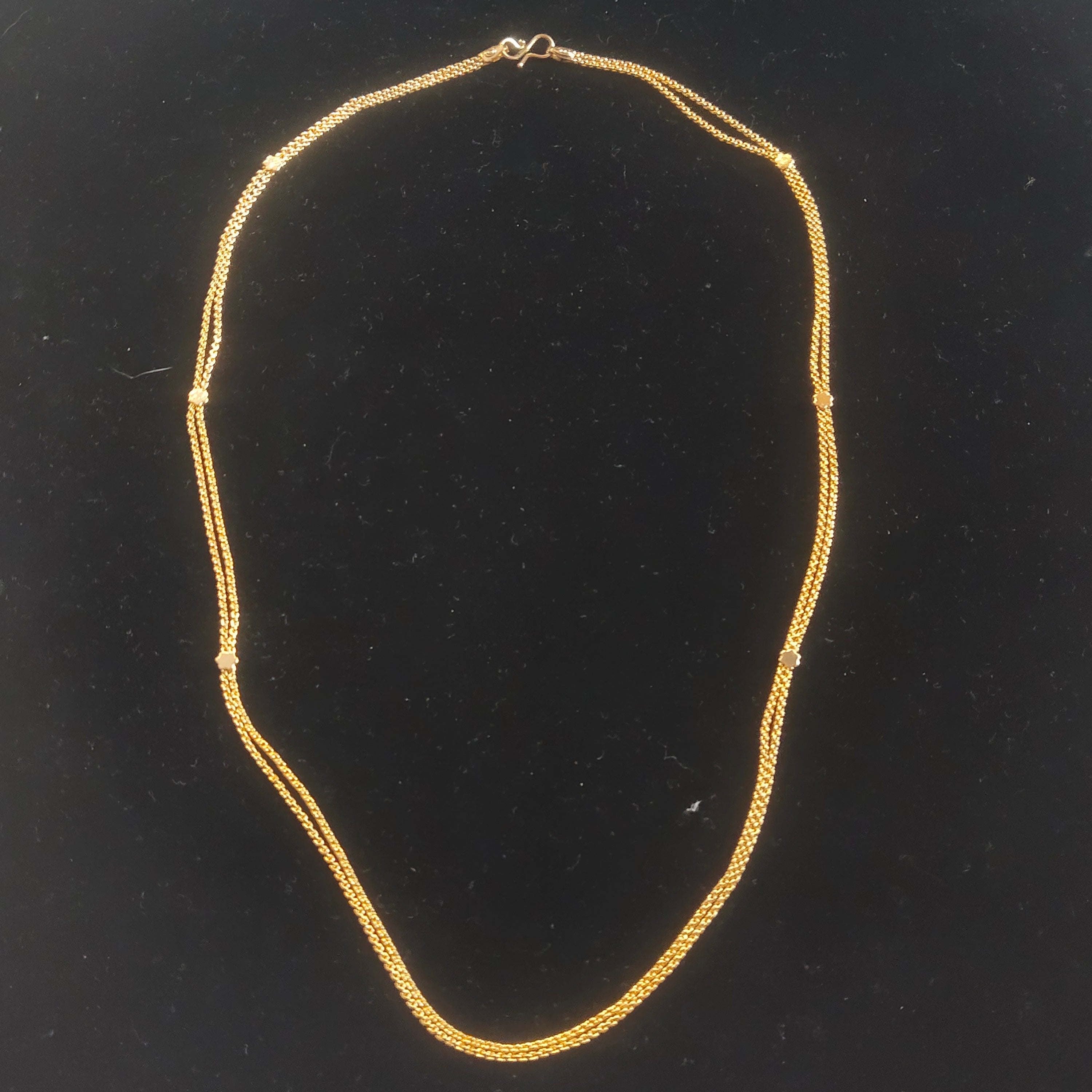 Double Layer Gold Chain Necklace with Bead Accents