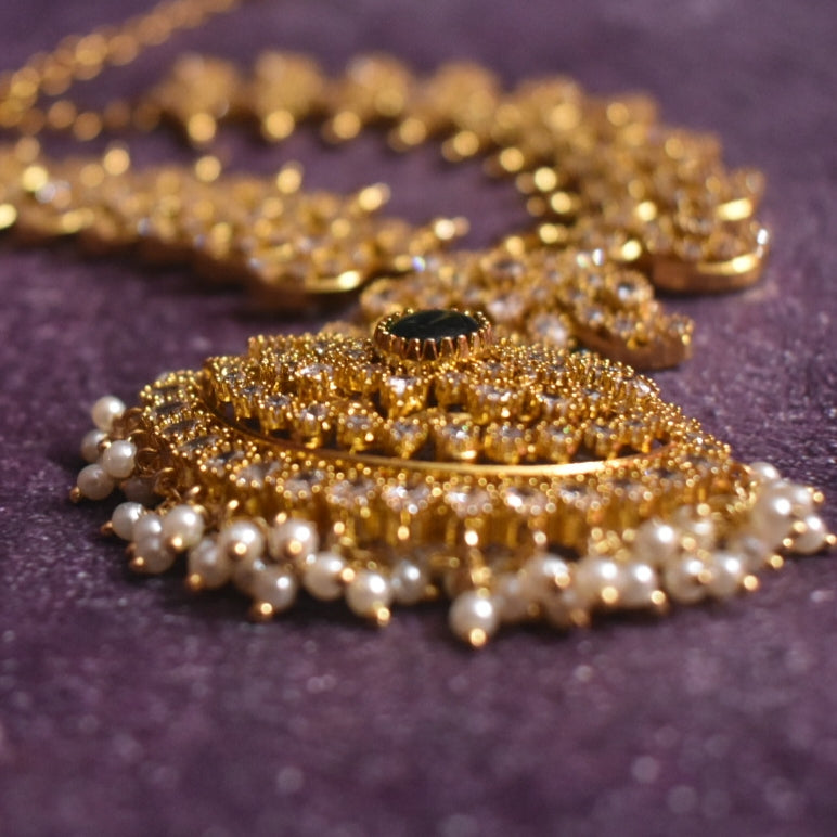 "A Touch of Timeless Elegance: The Asp Fashion Jewellery Antique CZ Mango Necklace Set"