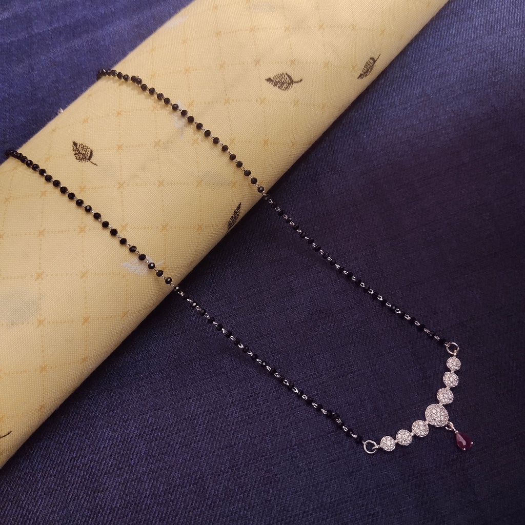 Handcrafted 925 Sterling Silver Mangalsutra with Black Beads - Chic Elegance