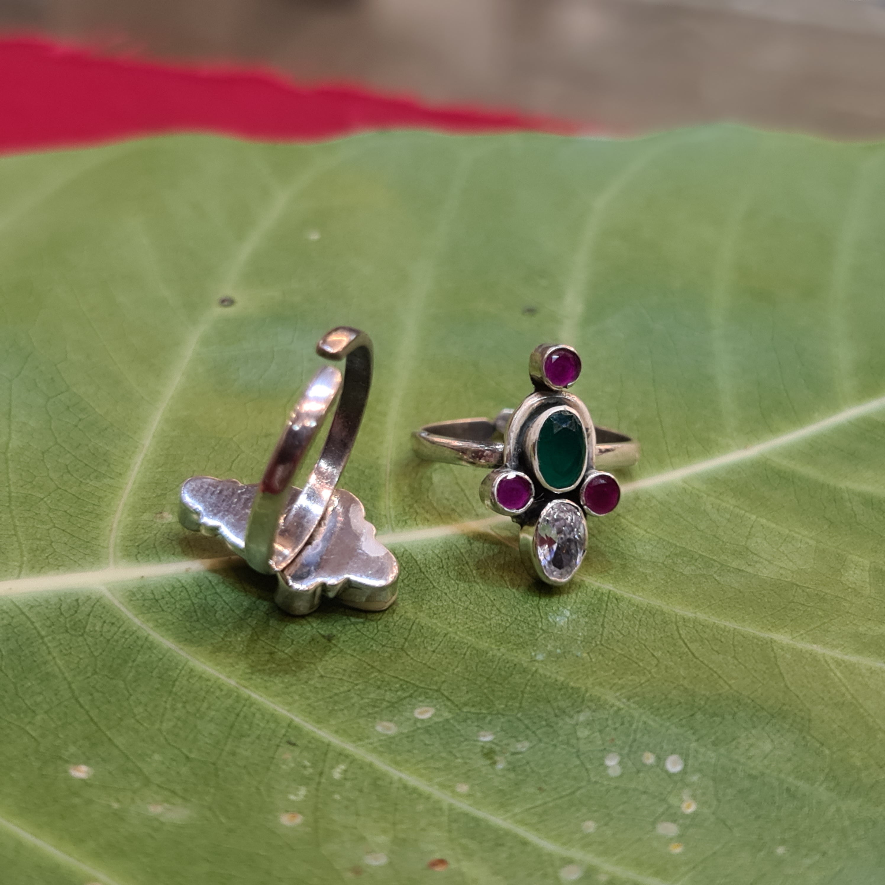 925 Sterling Silver Ruby Toe Rings - Glamorous Bridal Bichiya 8.6g