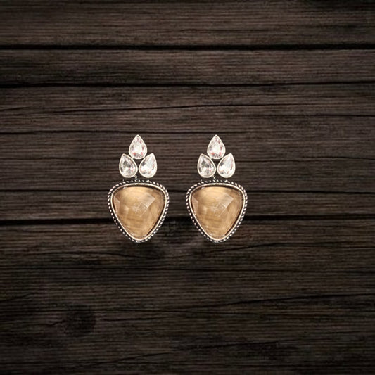 Asp Fashion Jewellery Oxidised Orange Silver Stud Earrings