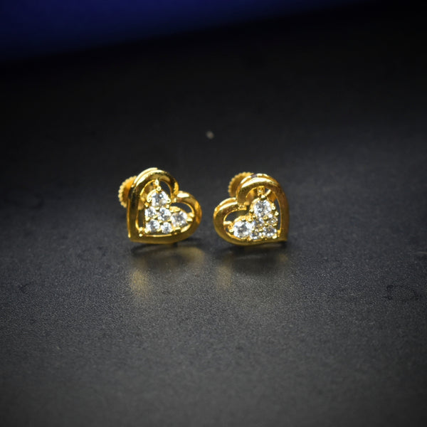 "Sparkle in Style: 92.5 Sterling Silver Gold-Plated American Diamond Earrings with Secure Screw Back Closure"