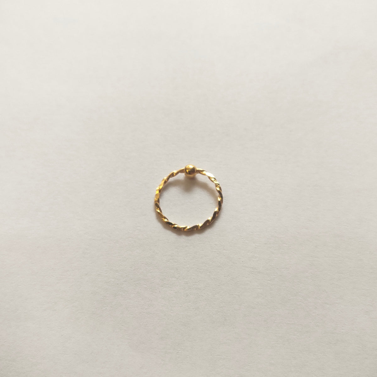 18K Gold Twisted Wire Nose Ring - Textured Minimalist