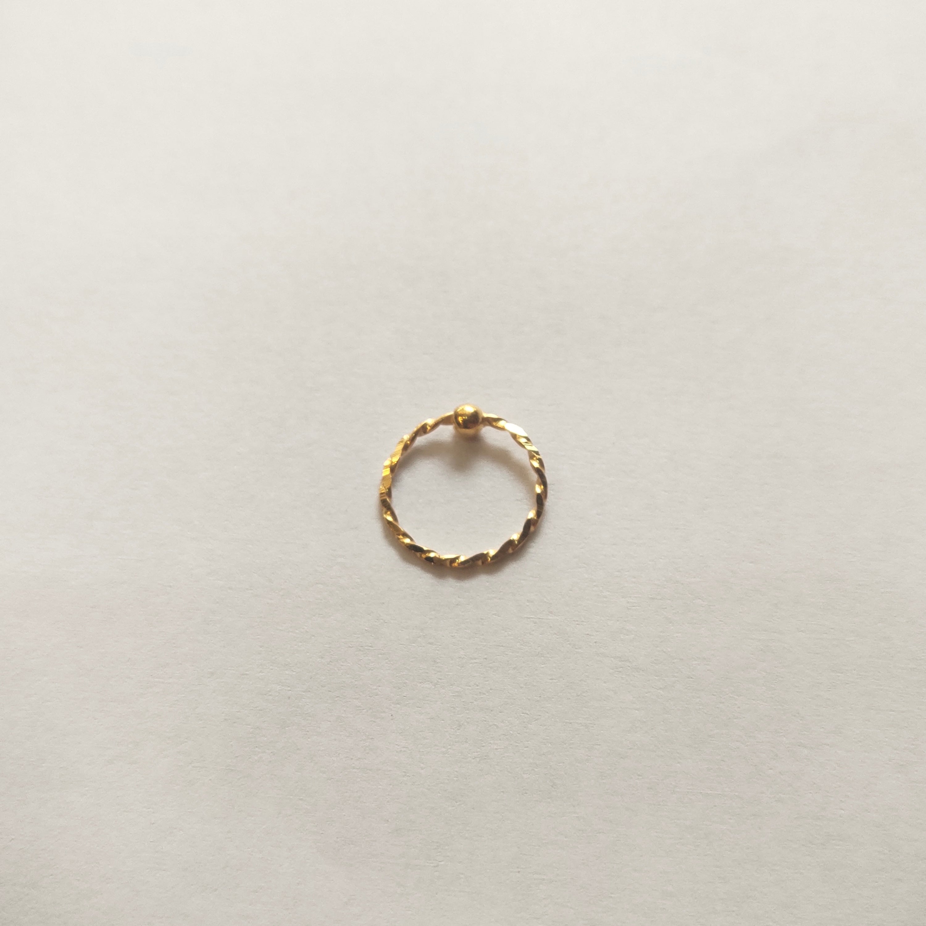 18K Gold Twisted Wire Nose Ring - Textured Minimalist