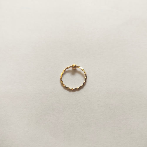 18K Gold Twisted Wire Nose Ring - Textured Minimalist
