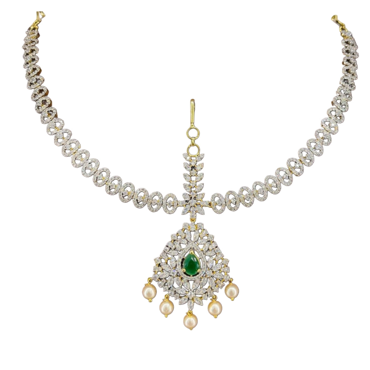 Rhodium Gold Plated Bridal Mathapatti - Traditional Indian Wedding Jewelry