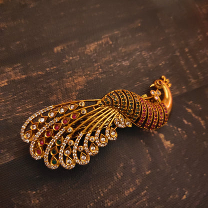 "Exquisite Elegance Unveiled: The Antique Peacock Hair Clip by ASP Fashion Jewellery"