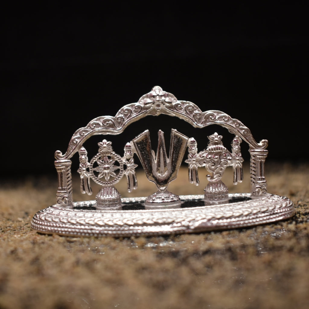 Pure Silver Shank Chakra Namam Stand - Handcrafted Spiritual Accessory