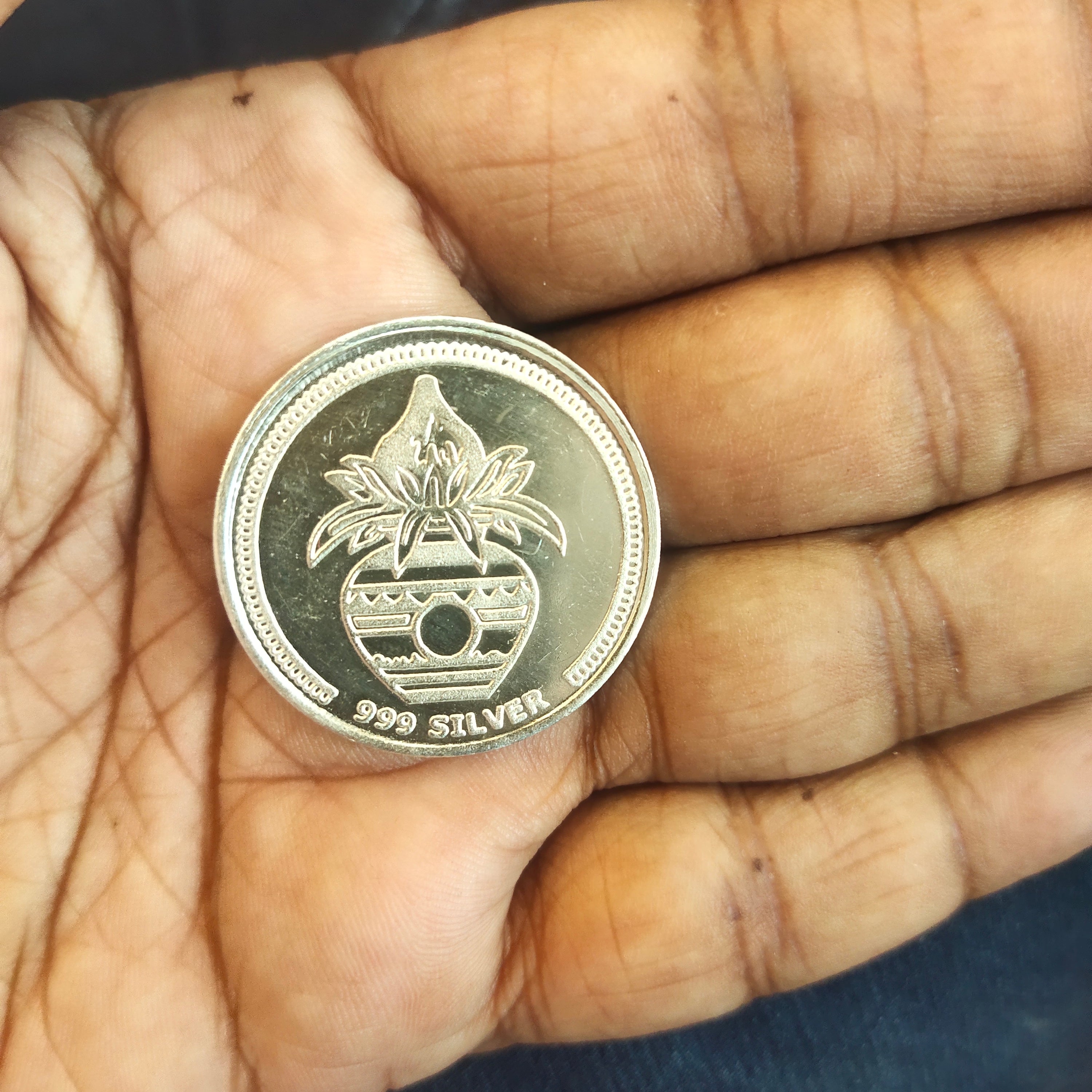 Silver Laxmi Ganesh Saraswati Coin - 10 Grams