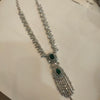 Rhodium Plated Green Emerald Zircon Necklace Set - Western Style