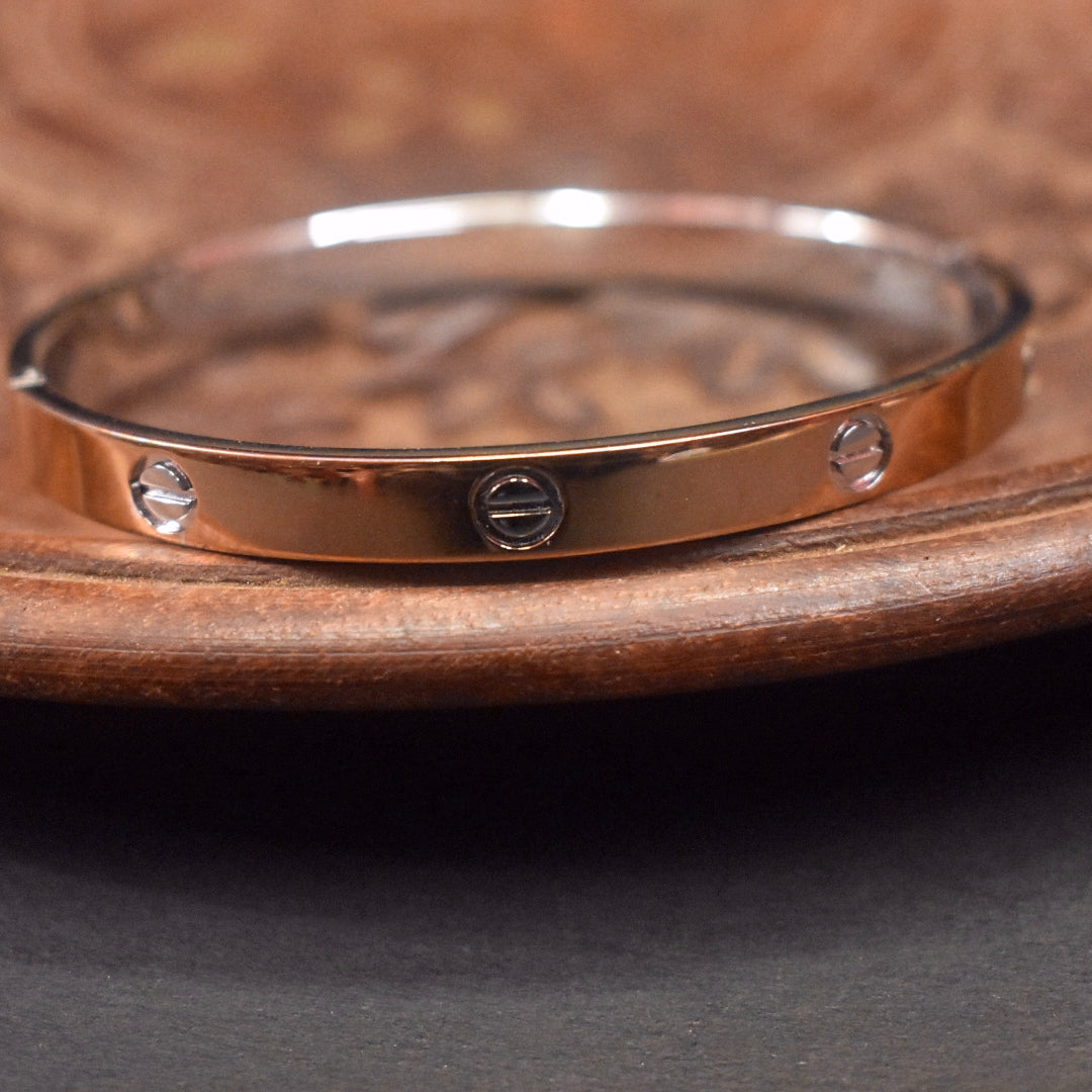 925 Silver Love Bangle Bracelet (Cartier Style) - Gold & Rose Gold Plated - Unisex
