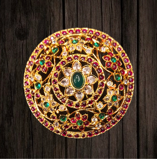 Glam Up Your Look with This Round Kempu Juda Pin by Asp Fashion Jewellery