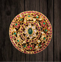 Round Kempu Juda Pin - Traditional Red Stone Hair Accessory