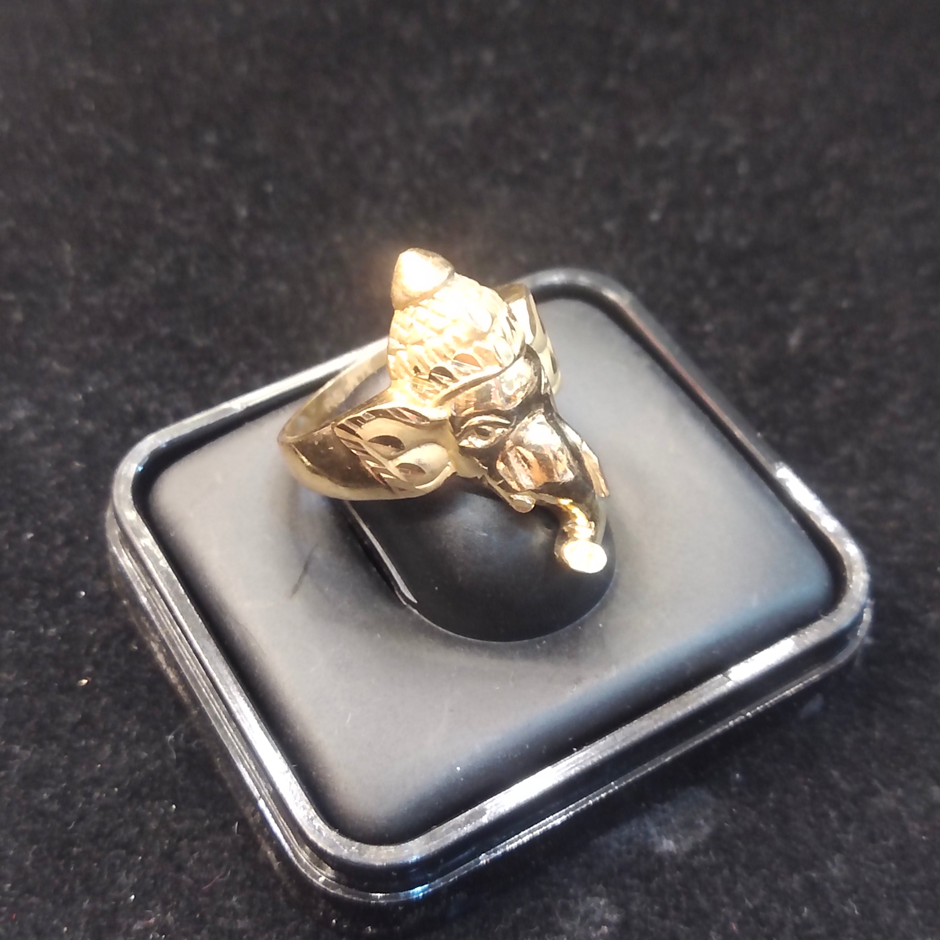 Gold Ganesha Ring | 24K Gold Plated Temple Jewellery