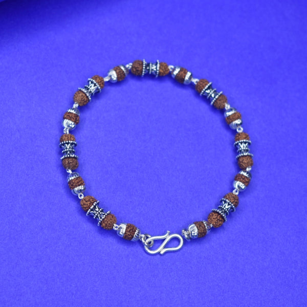 "Embrace Spiritual Strength: 92.5 Silver Rudraksha Bracelet - A Sacred Companion for Mindfulness"