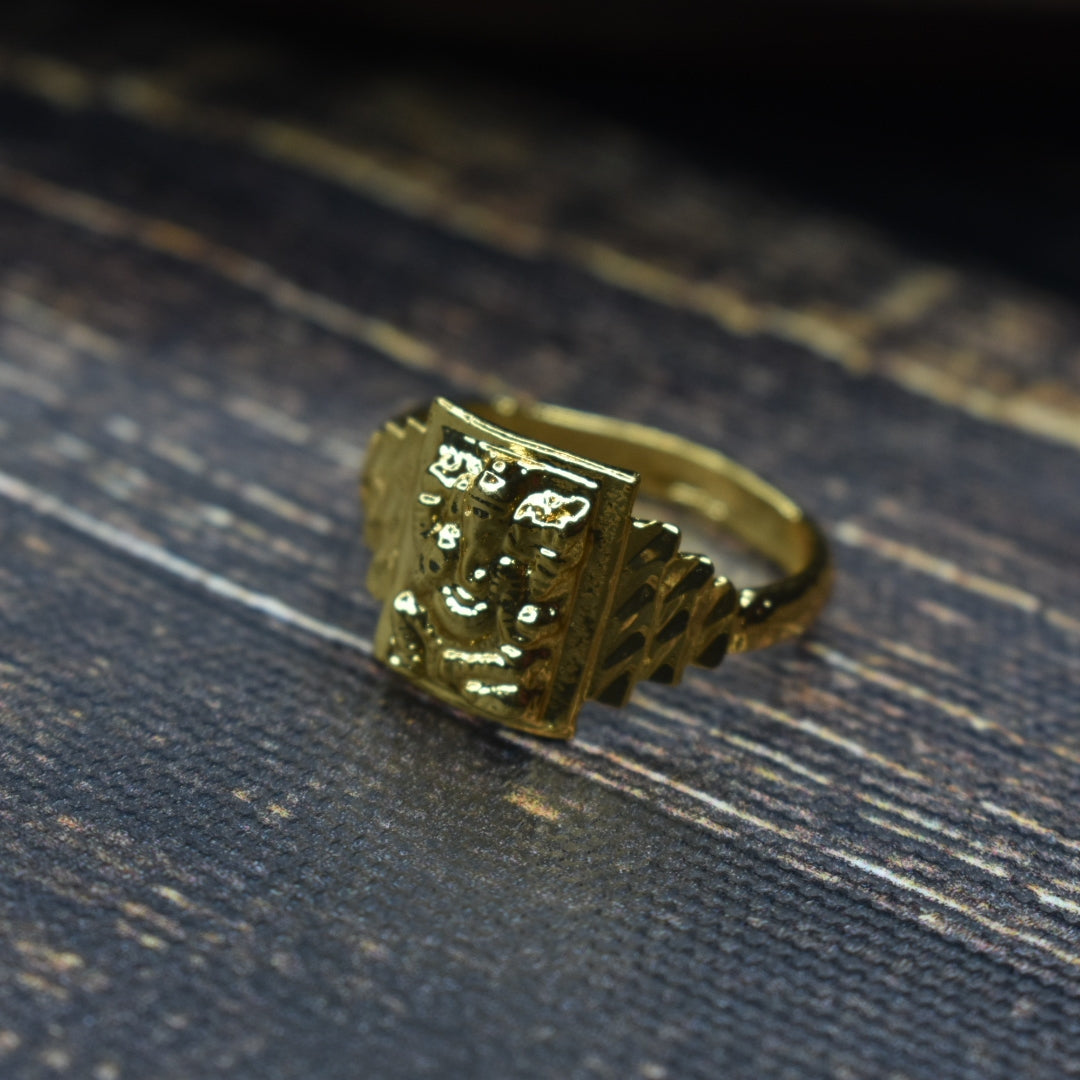 "Divine Elegance: Asp Fashion Jewellery 24K Gold Plated Lord Ganesha Ring"