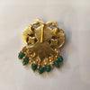 Kundan Peacock Pendant with Green Bead & Pearl Drops - Gold Plated Jadau Locket 702685371097
