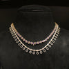 Two Layer Zircon Necklace Set - Two Tone Gold-Rhodium Polish