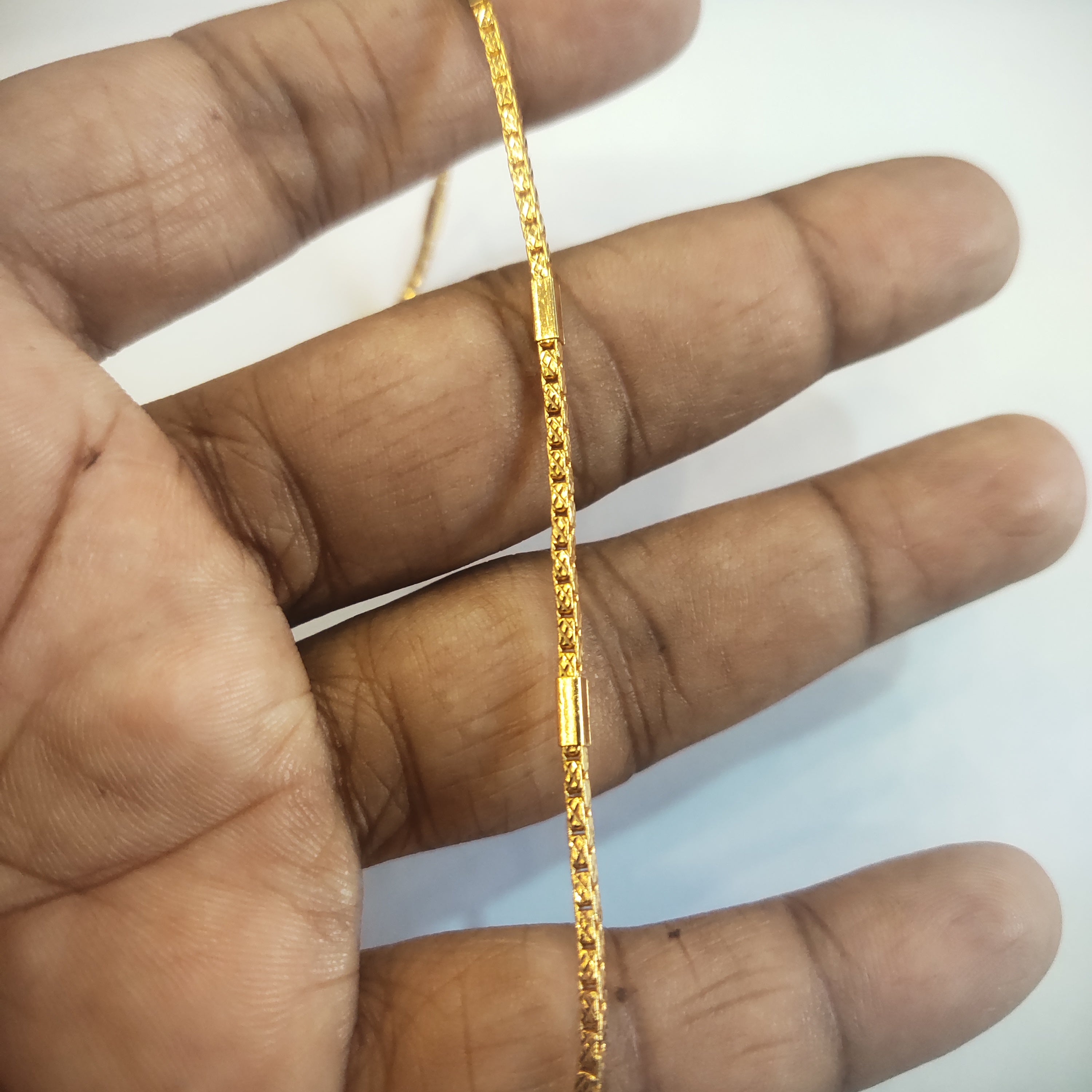 24K Gold Plated One Gram Chain for Women - 24 Inches | Ornate Pattern