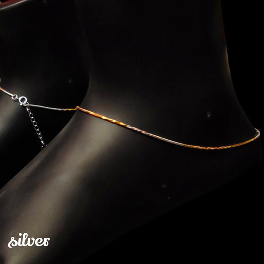 Radiate Elegance with ASP Silver's Stunning Triple Tone 925 Silver Anklets