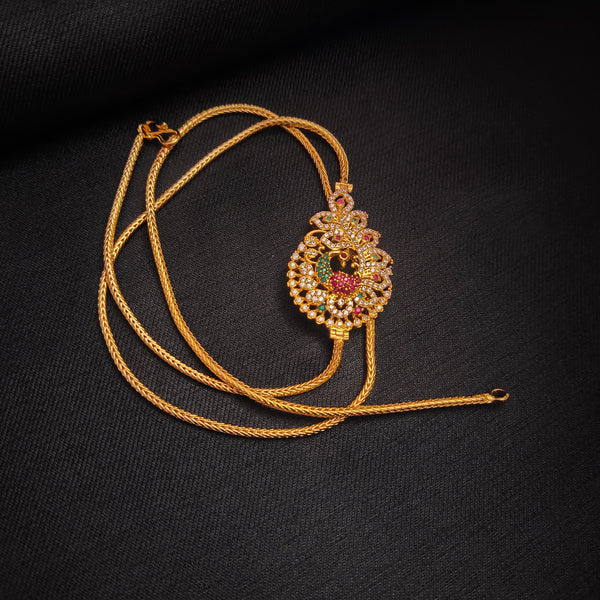 "Dazzle in Elegance: The Exquisite 24K Gold Plated CZ Mugappu Chain by ASP Fashion Jewellery"