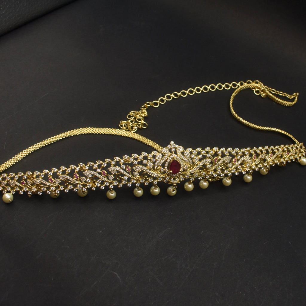 24K Gold Plated Zircon Chain Vaddanam