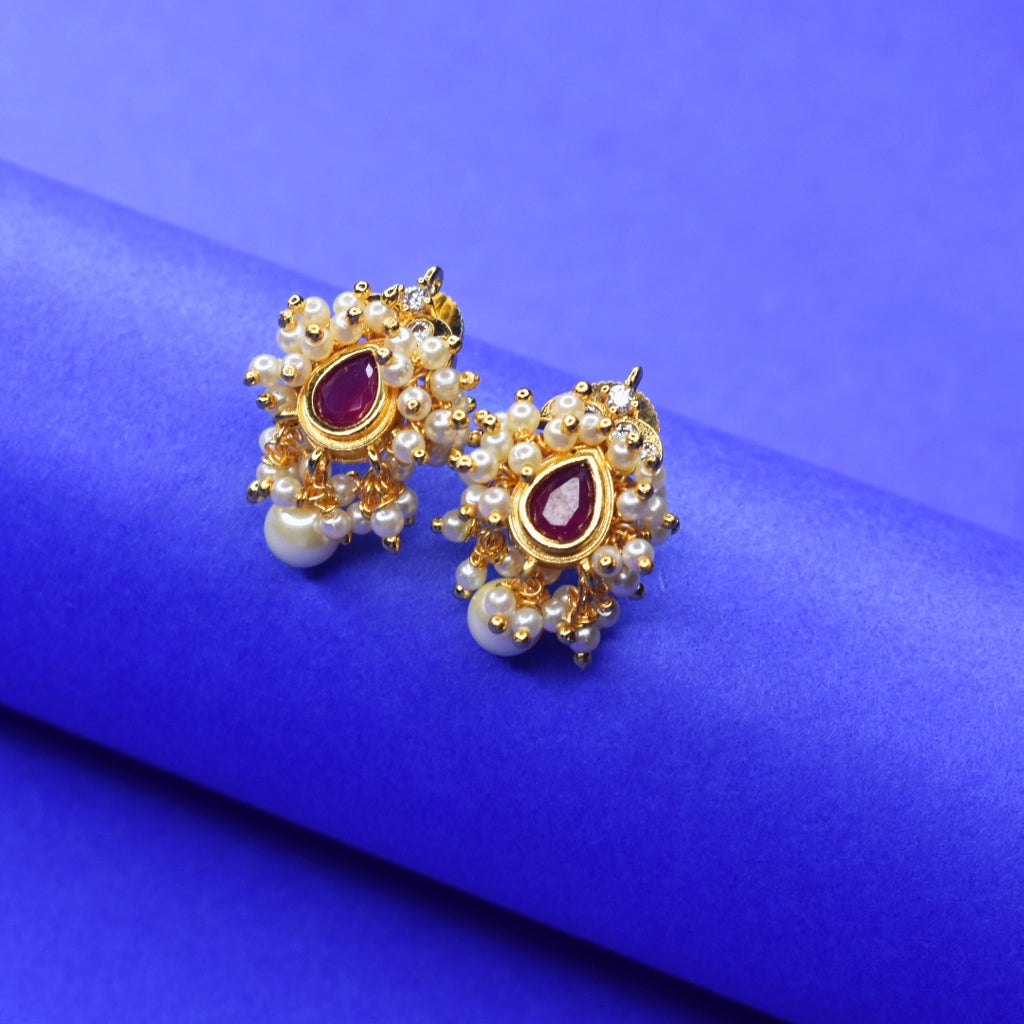 Silver Plated American Diamond Dangle Earrings - Office Wear