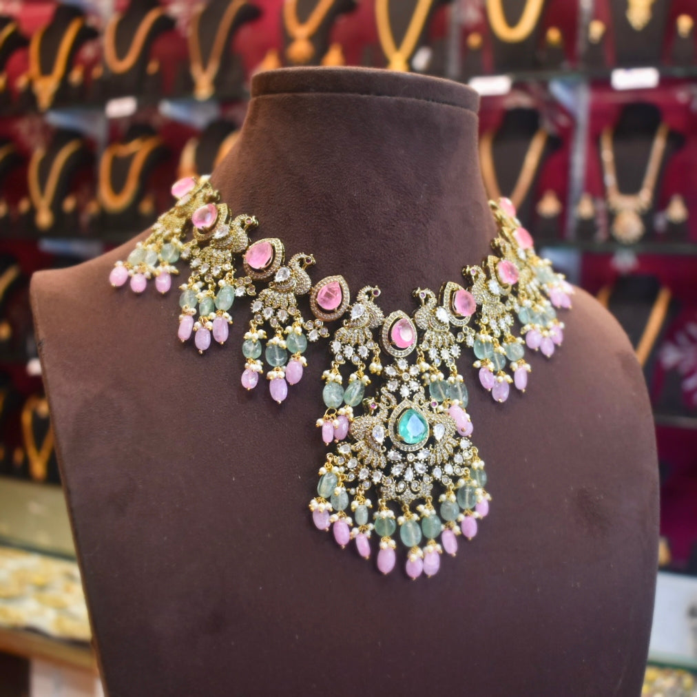 Asp Victorian Pink Zircon & Kundan Necklace Set