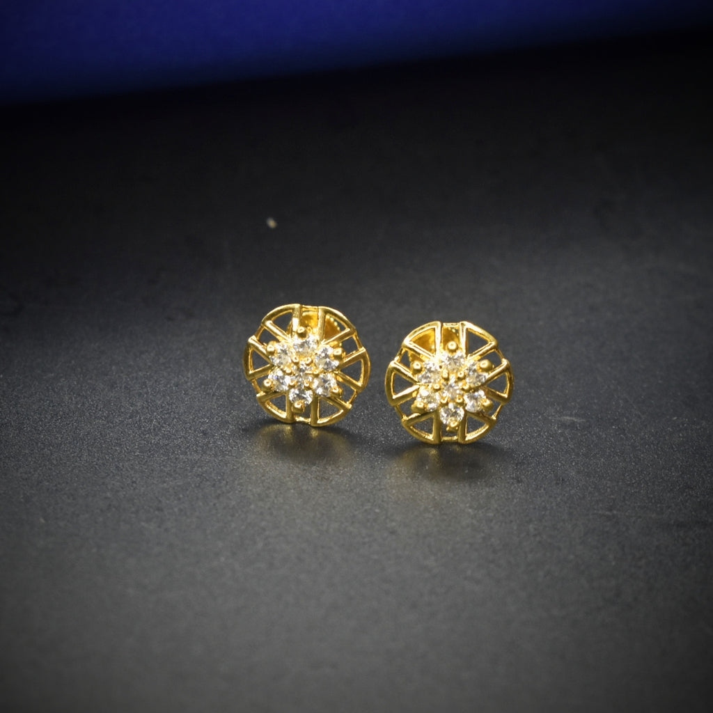 Classic Sterling Silver American Diamond Earrings with Gold Plating