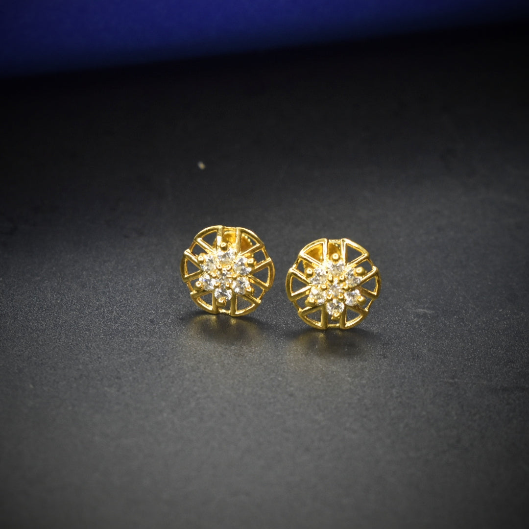 Classic Sterling Silver American Diamond Earrings with Gold Plating