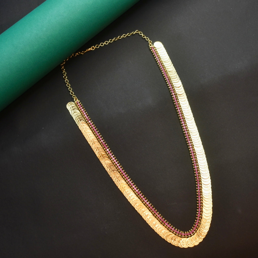 24K Gold Plated Kasu Mala - Traditional South Indian Coin Necklace