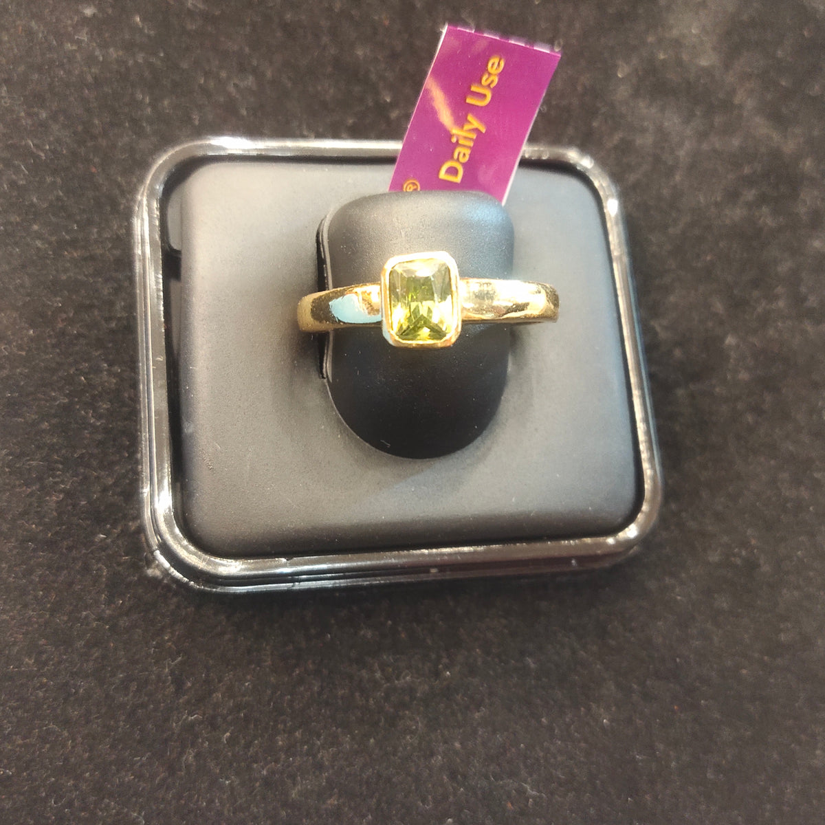 Gold Peridot Green Slim Bezel Ring for Women