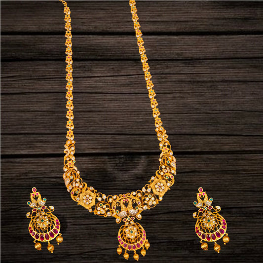 Antique Cz Peacock Necklace By Asp Fashion Jewellery