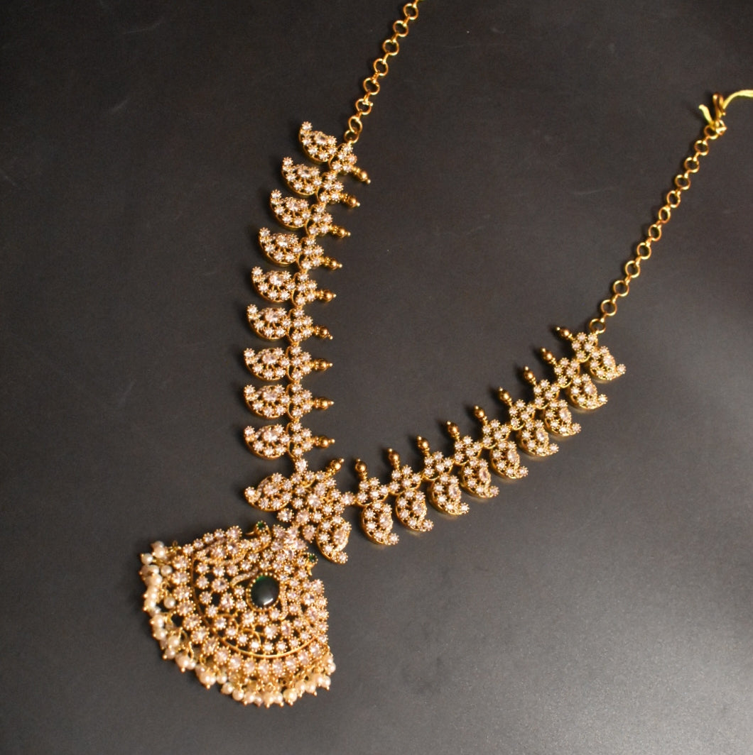 "A Touch of Timeless Elegance: The Asp Fashion Jewellery Antique CZ Mango Necklace Set"