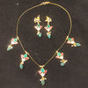 Kundan Meenakari Necklace Set with Earrings | Pink & Green Stone Gold Plated Jewellery
