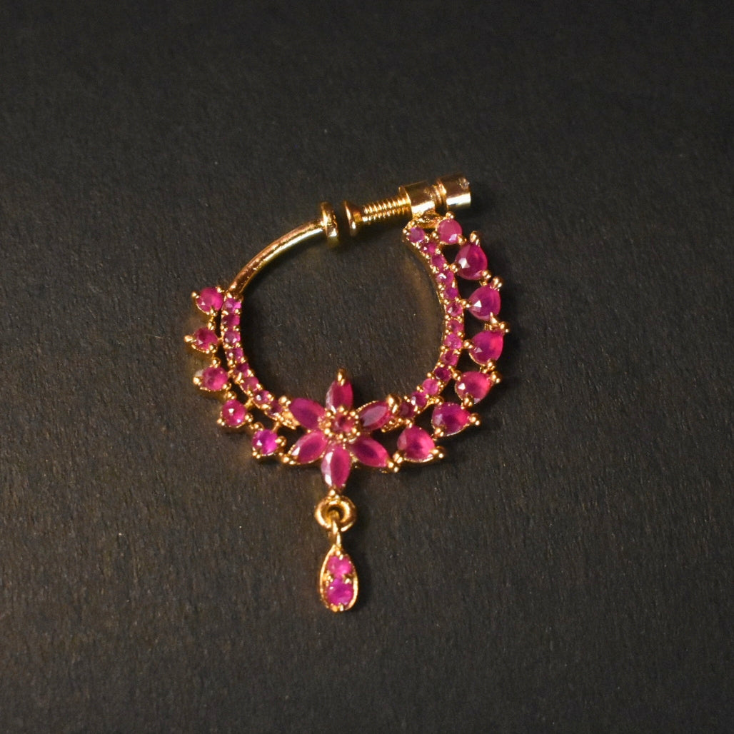 24K Gold Plated South Indian Nath 3cm | No Piercing Nose Ring - 6 Colors