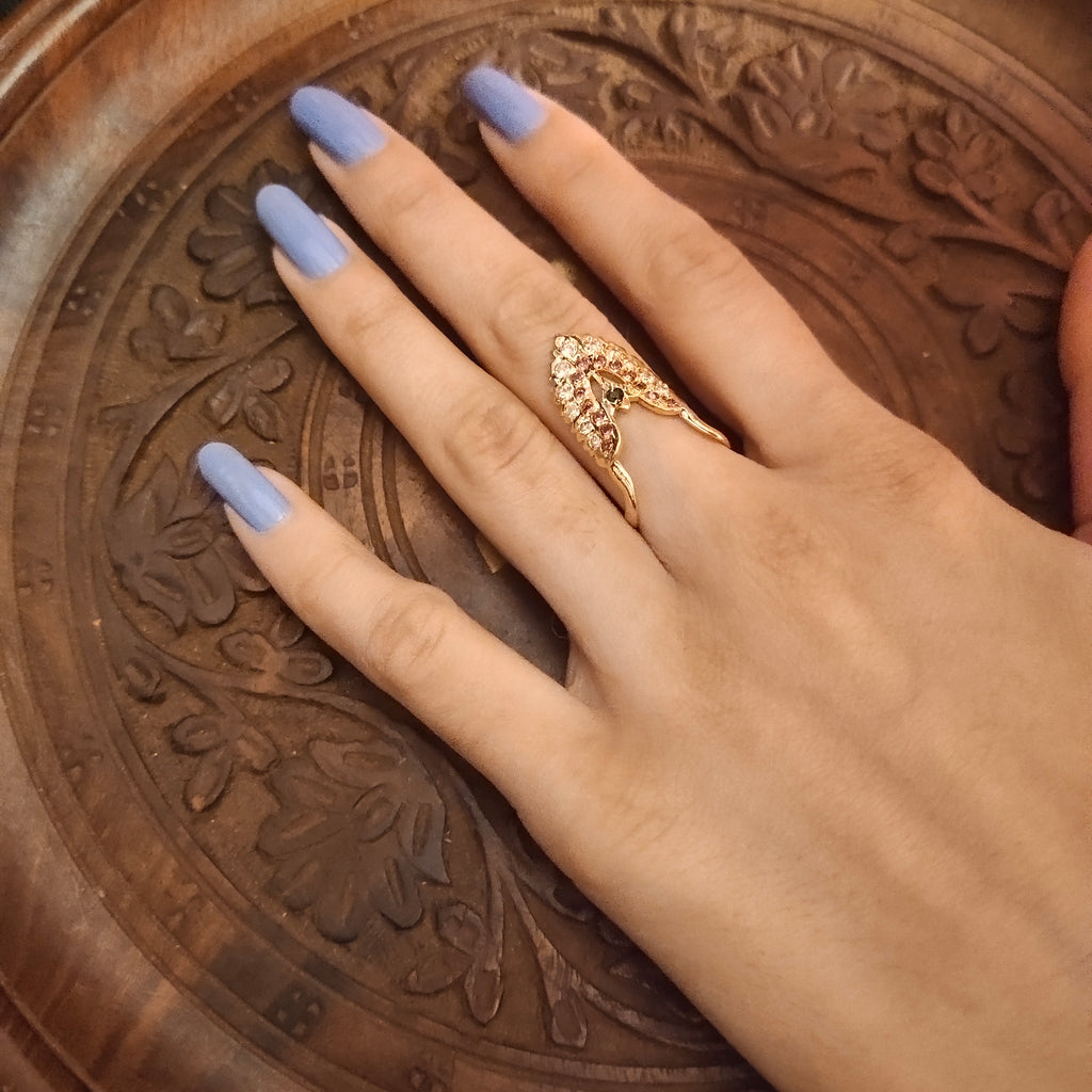 1 Gram Gold Vanki Ring - CZ & Color Stones South Indian Jewelry