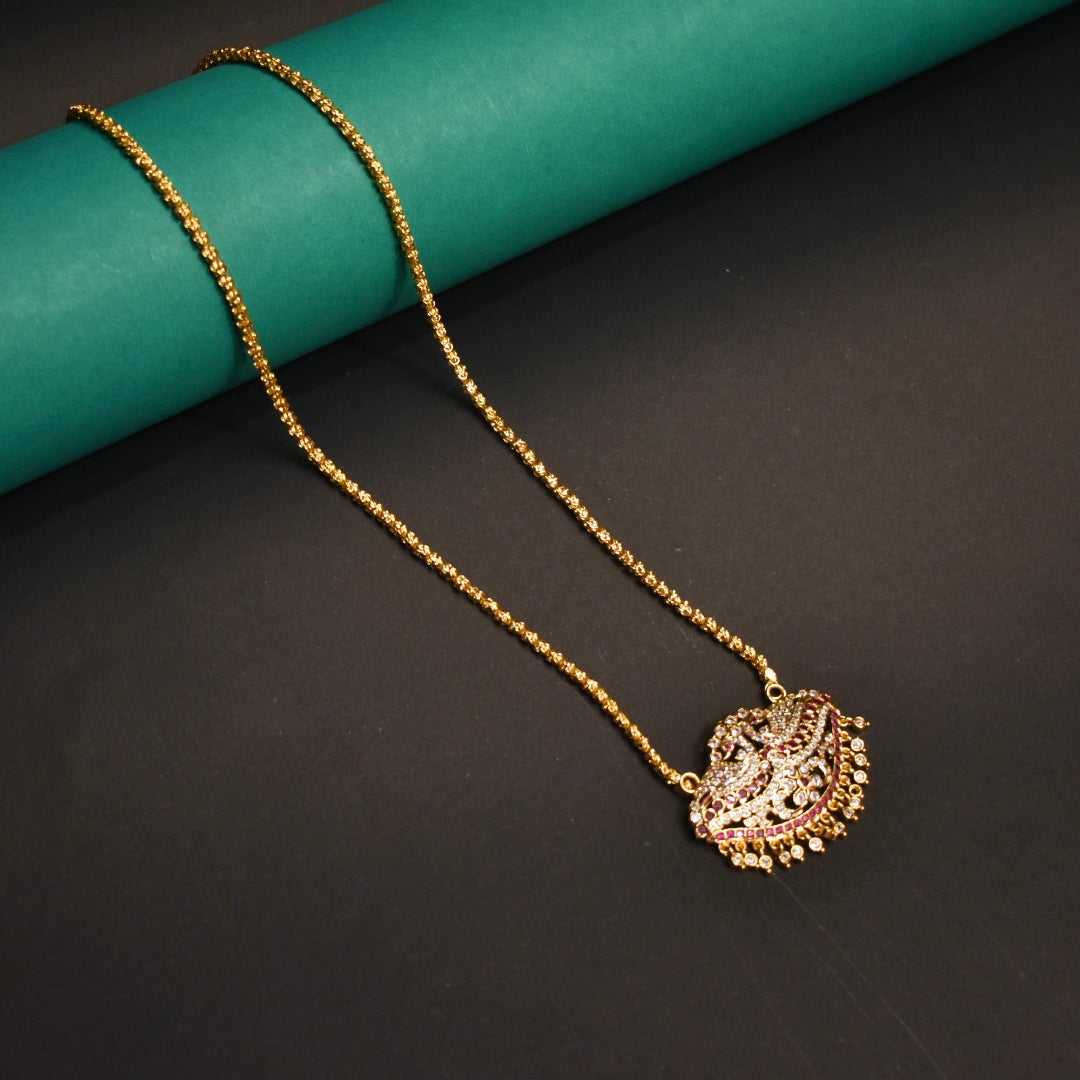 Panchaloha CZ Pendant with Chandramukhi Chain Sacred Temple