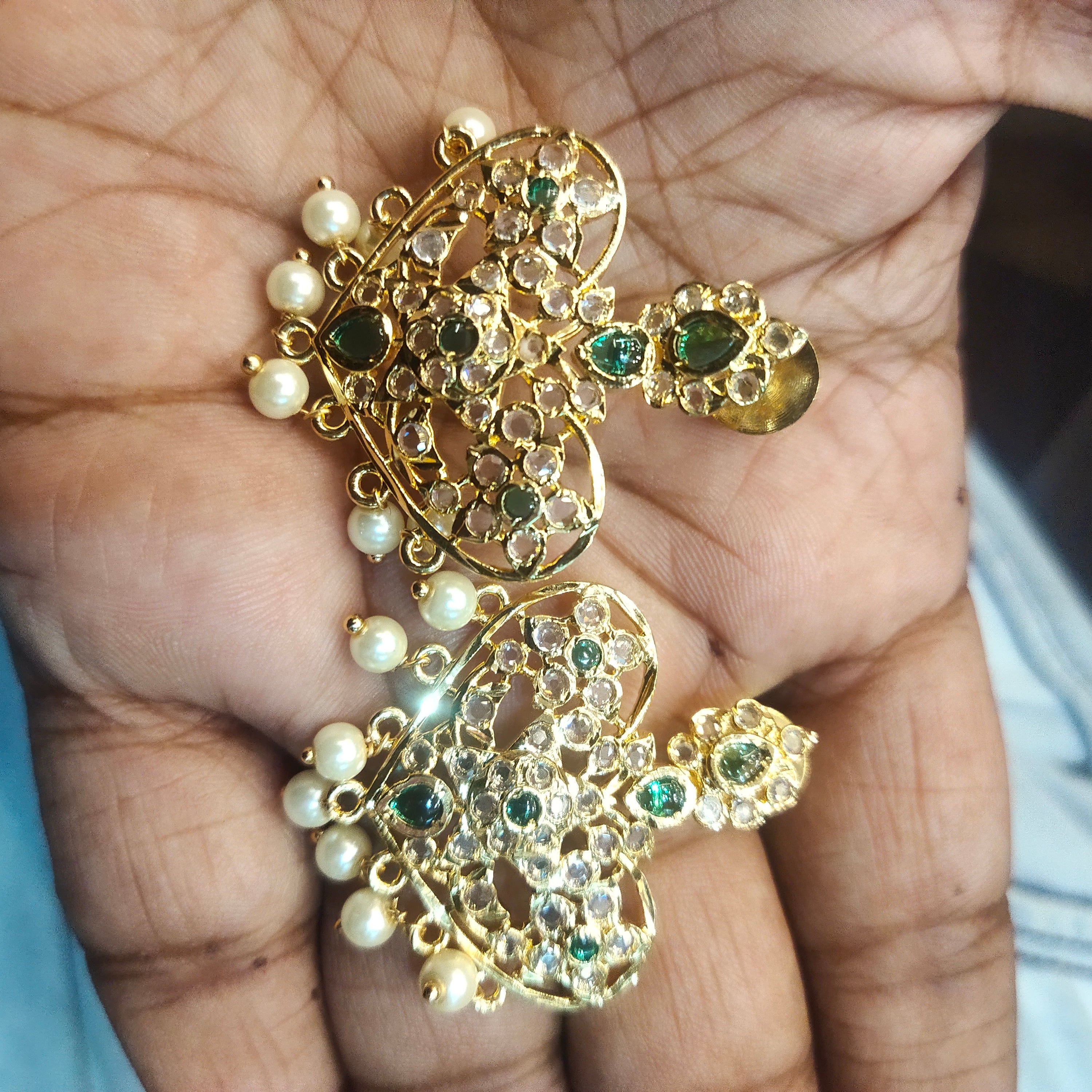 Long Zircon Mango Necklace Set - 24K Gold Plated