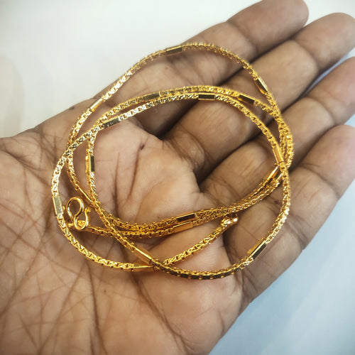 24K Gold Plated One Gram Chain for Women - 24 Inches | Ornate Pattern