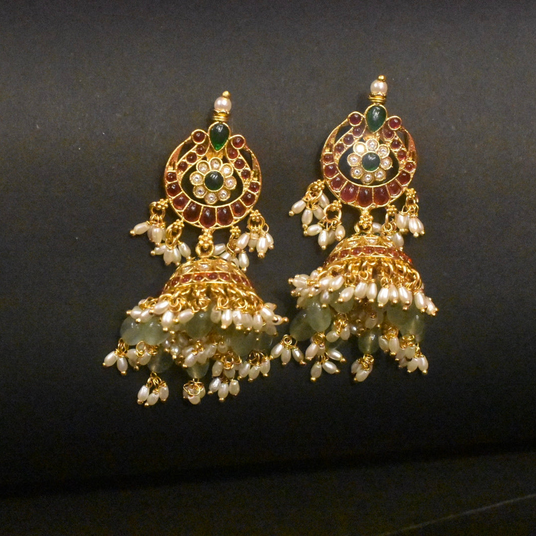Jadau Kundan Jhumka Earrings - Traditional Indian Jewelry