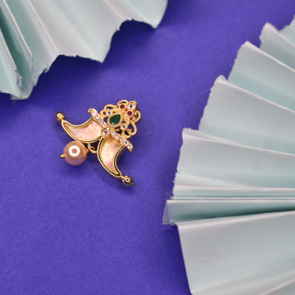 Stunning CZ Puligoru Locket for Kids with Pearl Beads - 24K Gold 4.5 Grams