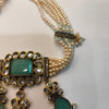 Asp Pastel Green Victorian Diamond Pearls Choker Necklace Set