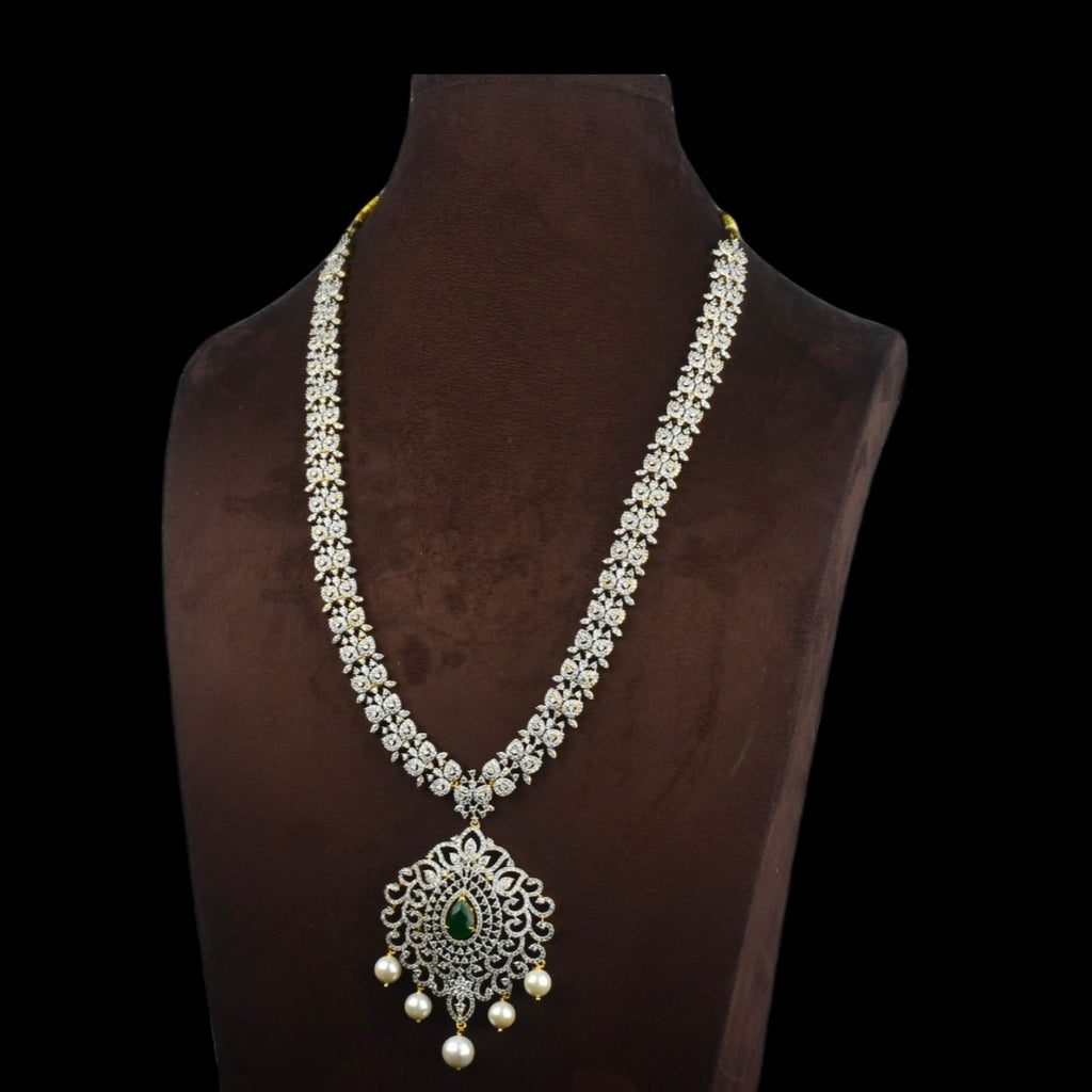 Timeless American Diamond Long Haram - 24K Gold Elegant Bridal Necklace