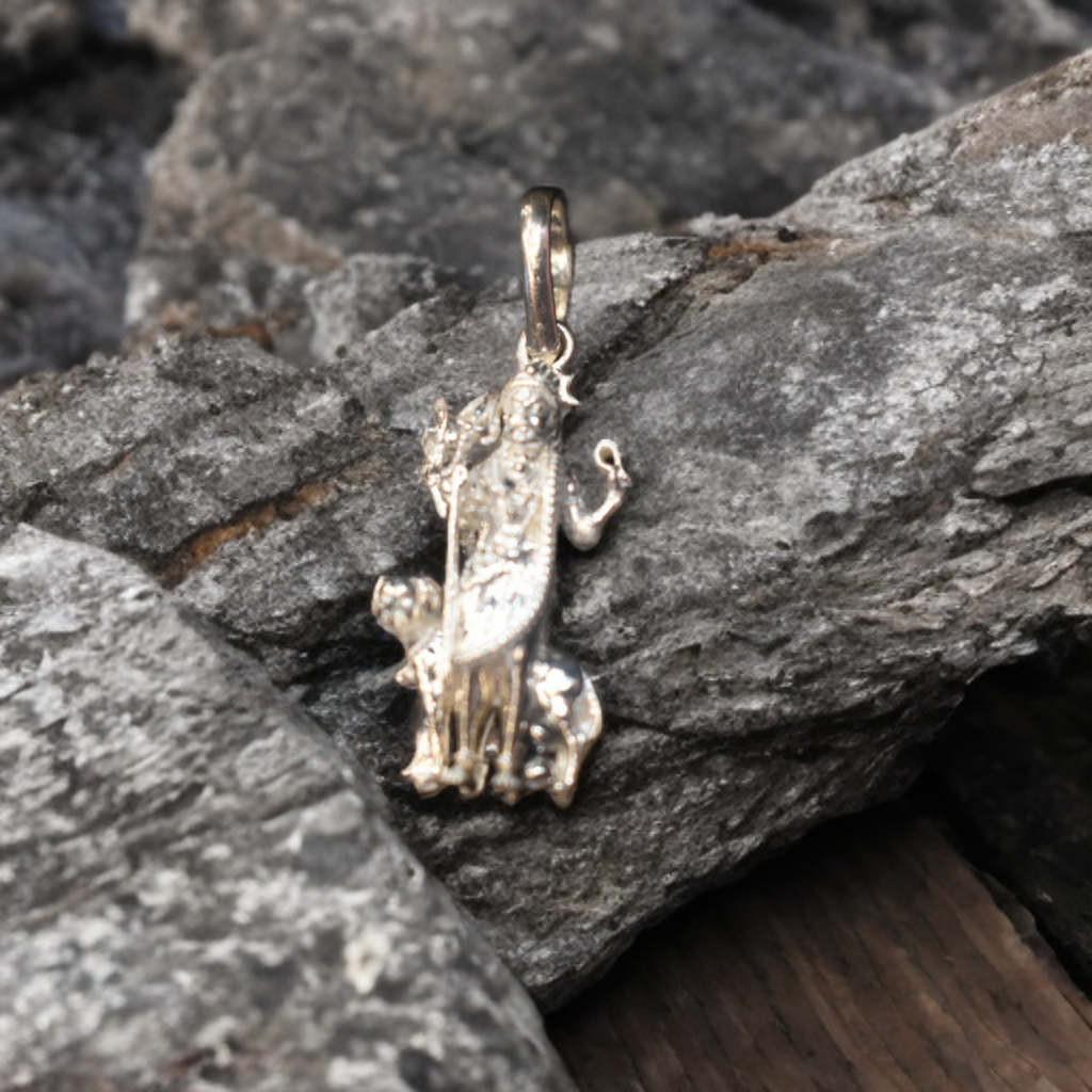 Sterling Silver Kal Bhairav Pendant - Hindu God of Victory Jewelry for Men