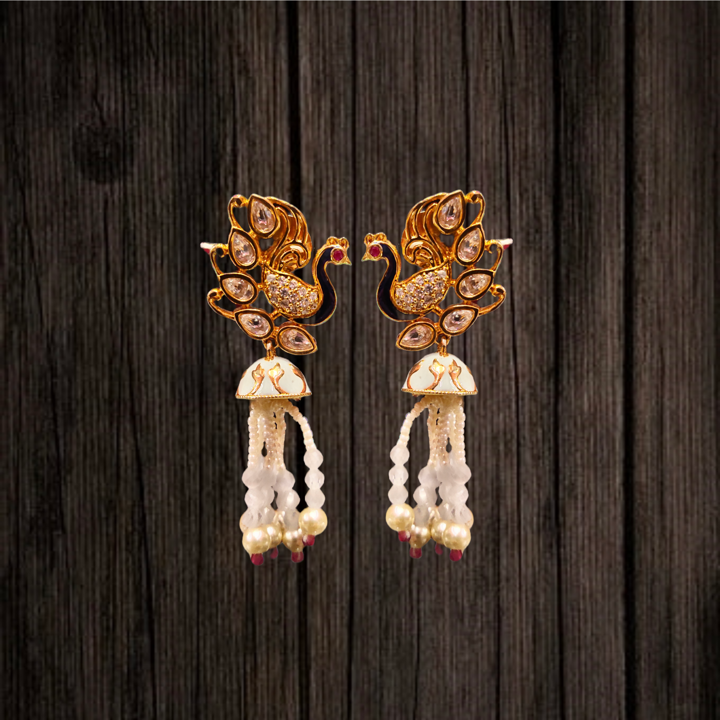 Adorn Yourself with Asp Fashion's Elegant Kundan Peacock Jhumka"